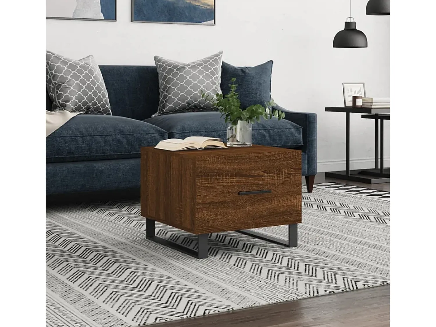 Mesa de centro | Mesa de apoio 50x50x40 cm derivados madeira carvalho^ Mesa De Centro