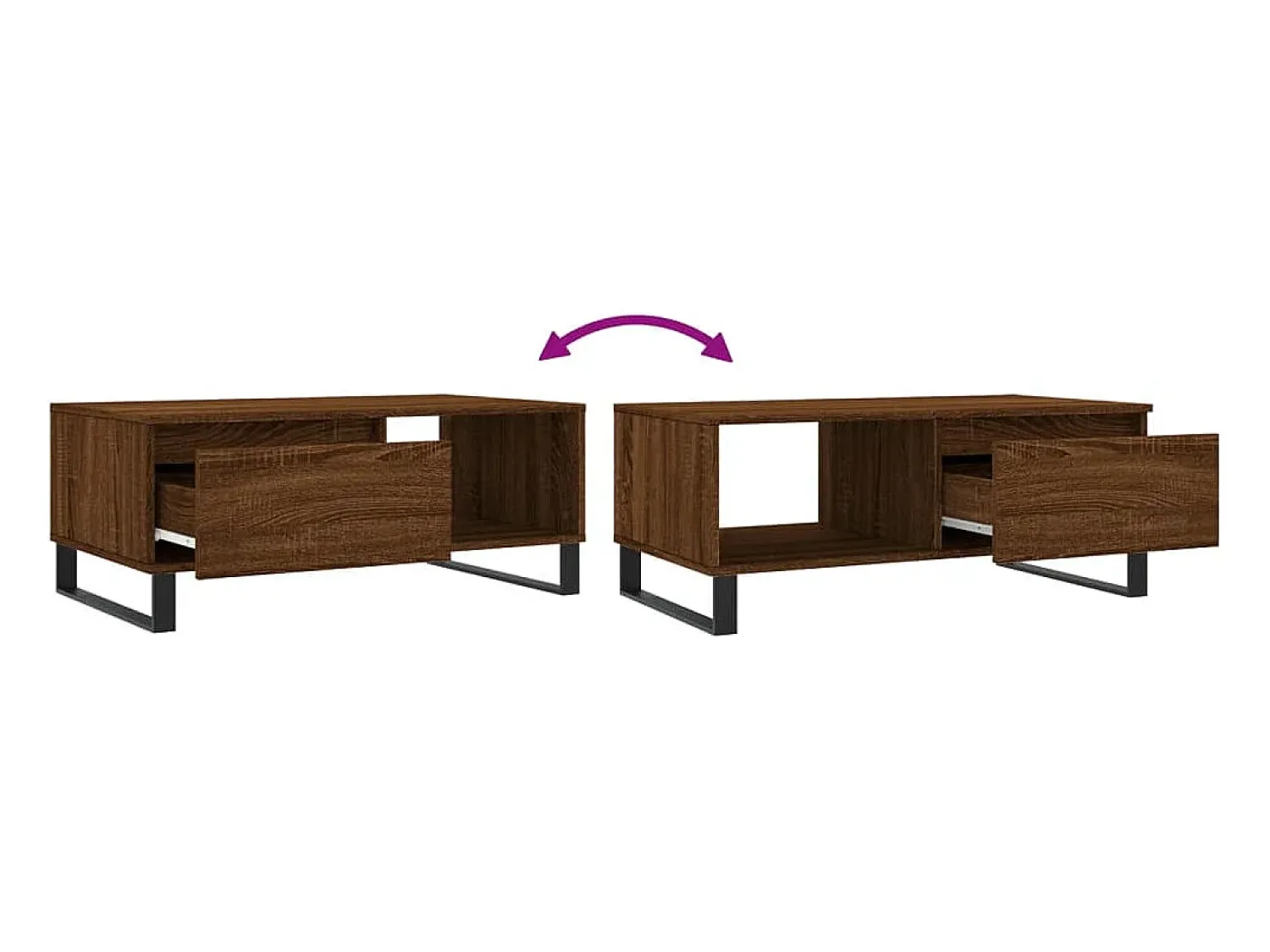 Mesa de centro | Mesa de apoio 90x50x36.5cm derivados madeira carvalho^ Mesa De Centro