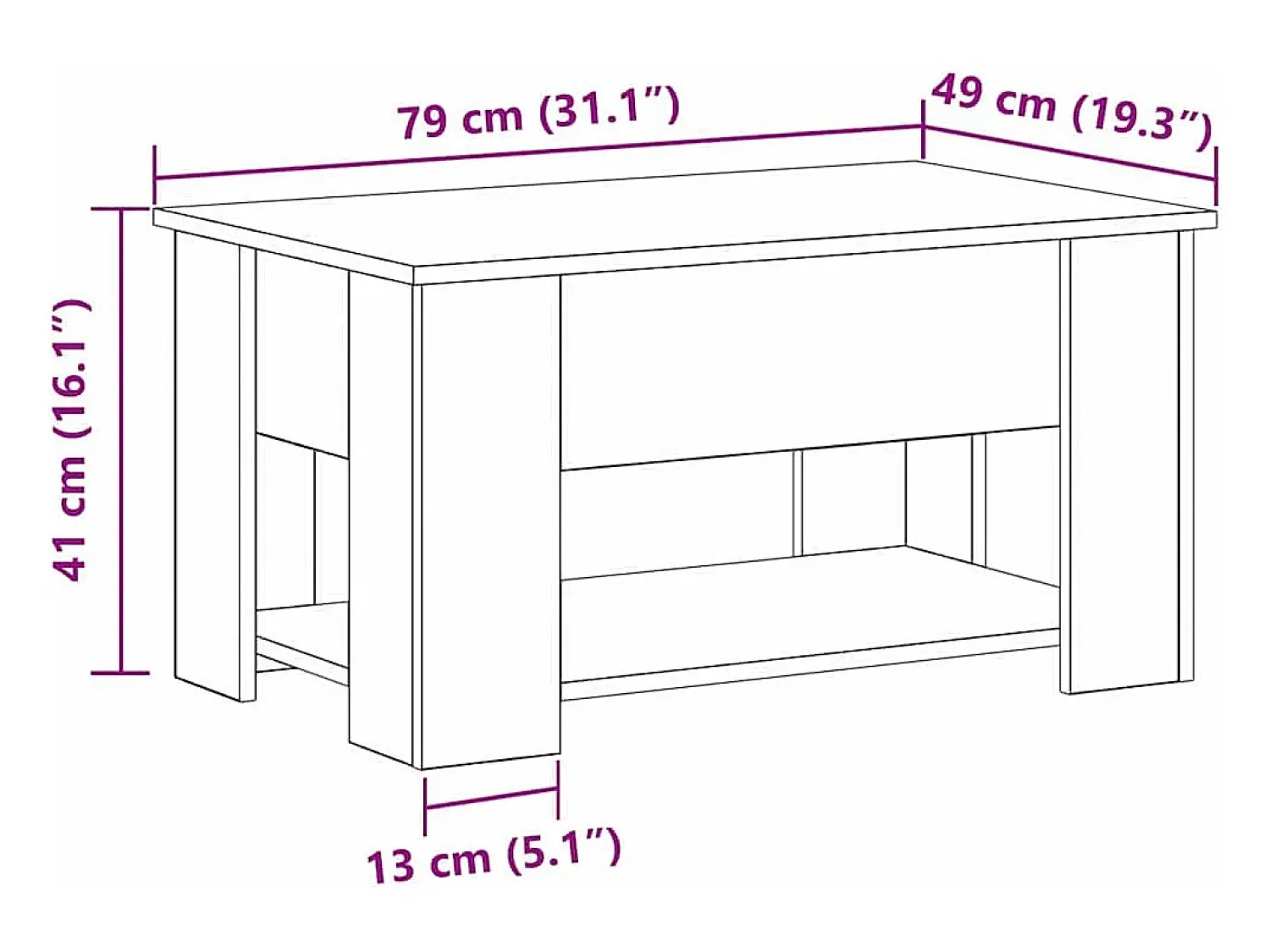 Sale Mesa de centro | Mesa de apoio Carvalho 79x49x41 cm Preto