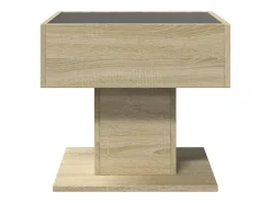 Mesa De Centro* Mesa de centro | Mesa de apoio c/ LEDs 50x50x45 madeira processada Castanho