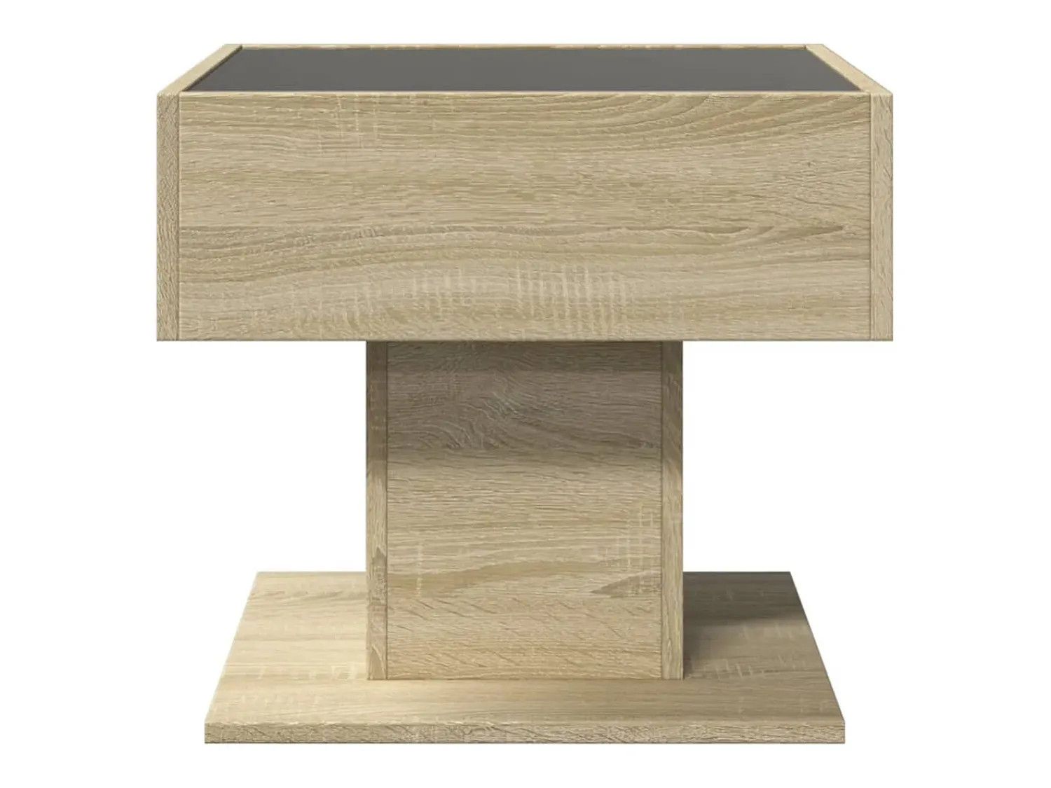 Mesa De Centro* Mesa de centro | Mesa de apoio c/ LEDs 50x50x45 madeira processada Castanho