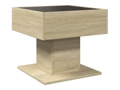 Mesa De Centro* Mesa de centro | Mesa de apoio c/ LEDs 50x50x45 madeira processada Castanho