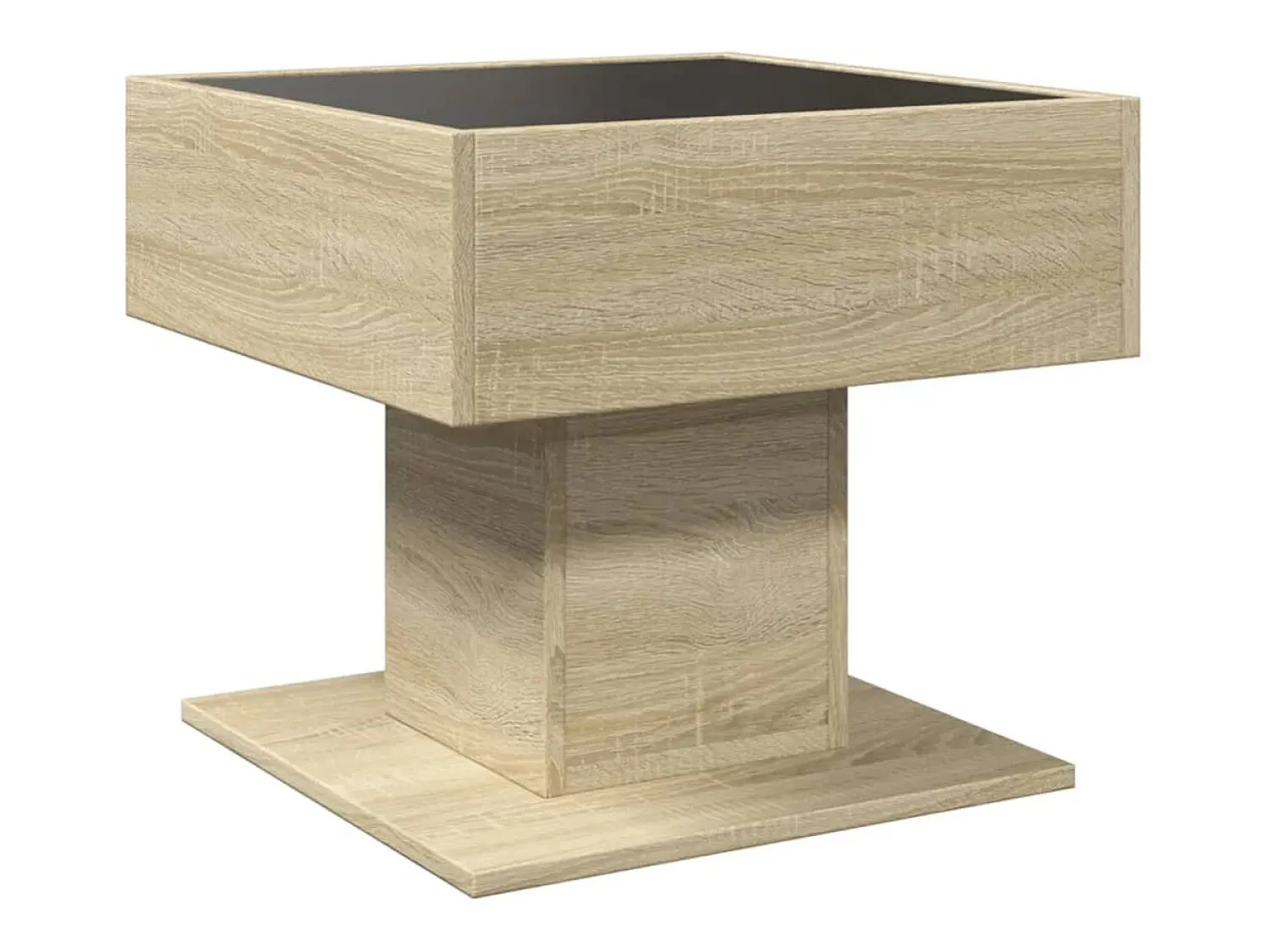 Mesa De Centro* Mesa de centro | Mesa de apoio c/ LEDs 50x50x45 madeira processada Castanho