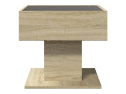 Mesa De Centro* Mesa de centro | Mesa de apoio c/ LEDs 50x50x45 madeira processada Castanho