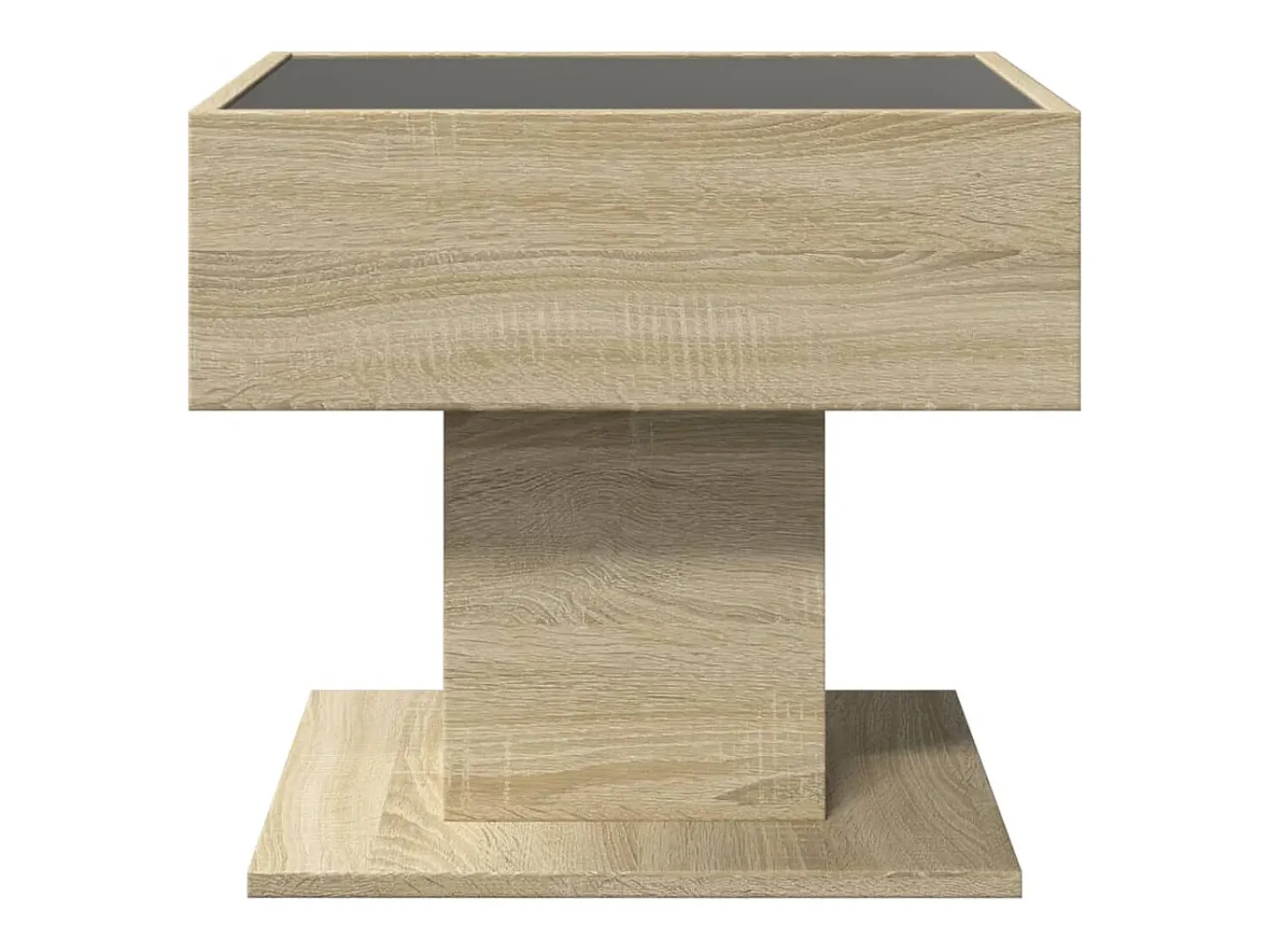 Mesa De Centro* Mesa de centro | Mesa de apoio c/ LEDs 50x50x45 madeira processada Castanho