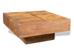 Mesa De Centro* Mesa de centro | Mesa de apoio quadrada em madeira de mangueira maciça Castanho