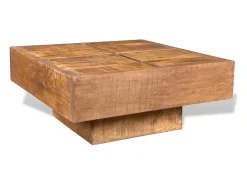 Mesa De Centro* Mesa de centro | Mesa de apoio quadrada em madeira de mangueira maciça Castanho