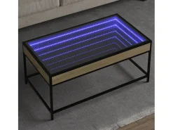Hot Mesa de centro | Mesa de apoio luzes LED Infinity 90x50x41 cm carvalho sonoma Castanho