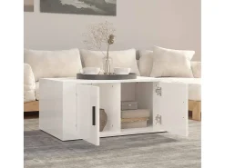 Mesa De Centro* Mesa de centro | Mesa de apoio 80x50x36 cm derivados madeira brilhante Branco