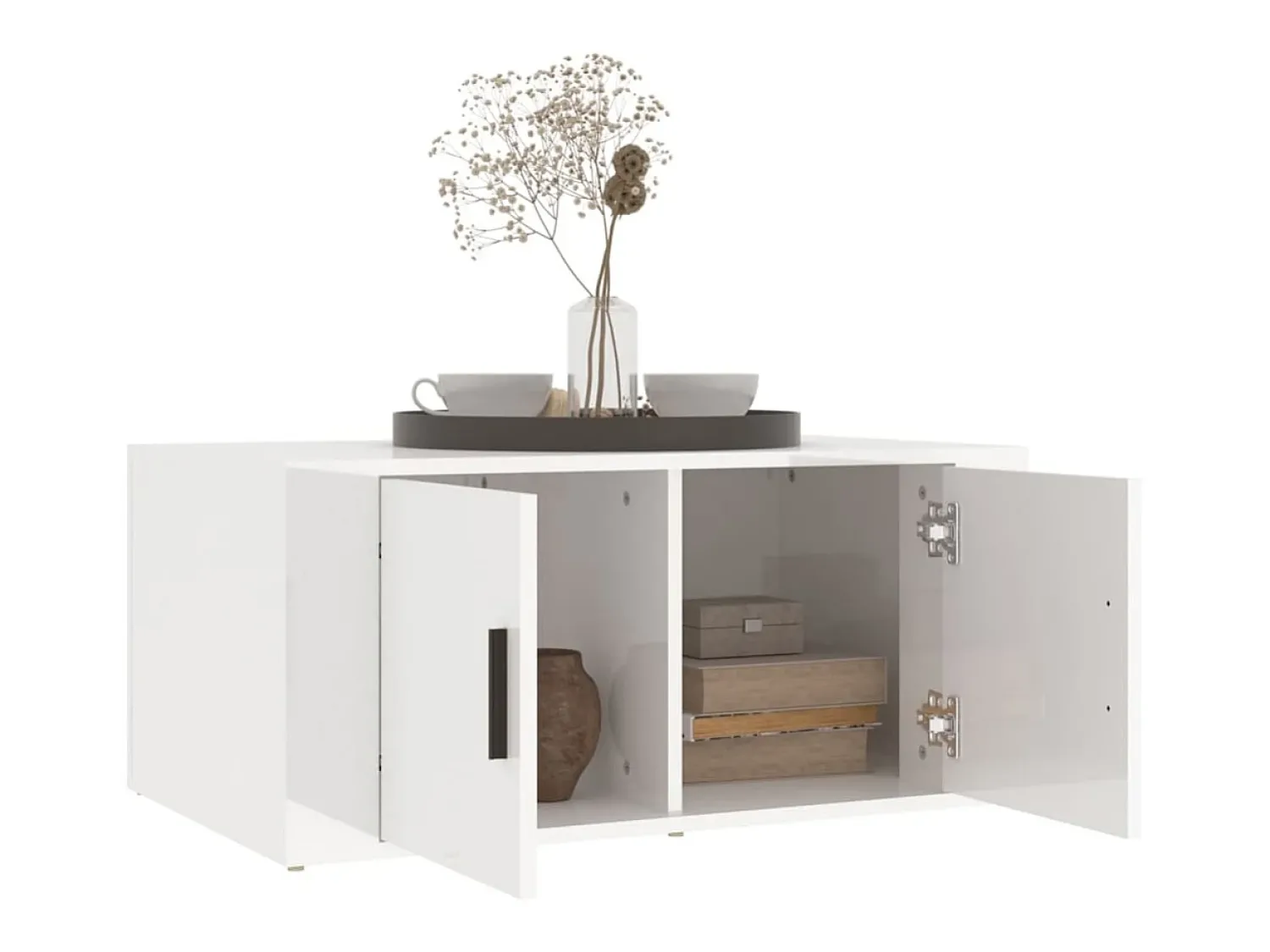 Mesa De Centro* Mesa de centro | Mesa de apoio 80x50x36 cm derivados madeira brilhante Branco