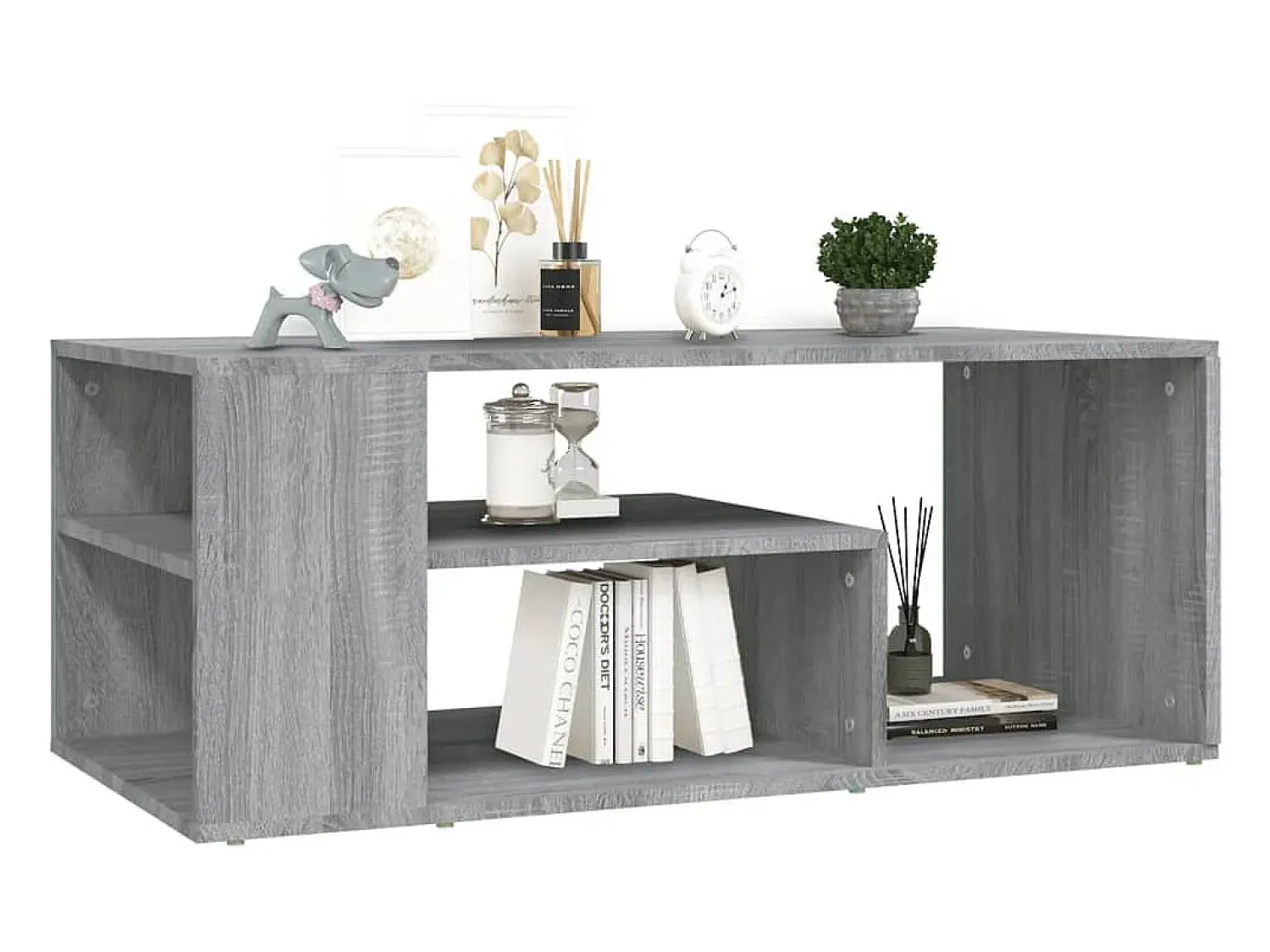 Mesa De Centro* Mesa de centro | Mesa de apoio 100x50x40cm derivados de madeira sonoma Cinzento