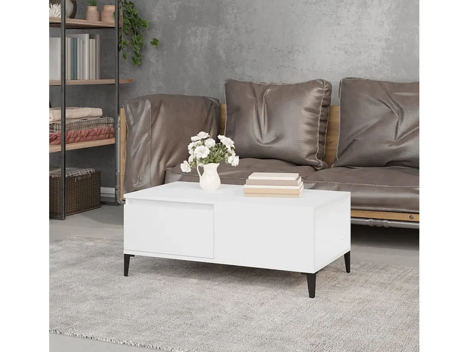 Mesa De Centro| Mesa de centro | Mesa de apoio 90x50x36.5 cm derivados de madeira Branco