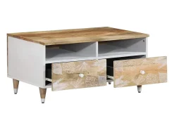 Mesa De Centro* Mesa de centro | Mesa de apoio | Mesa de café 80x54x40 cm madeira de mangueira maciça Castanho