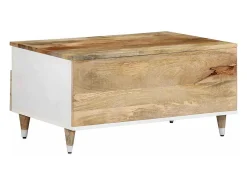 Mesa De Centro* Mesa de centro | Mesa de apoio | Mesa de café 80x54x40 cm madeira de mangueira maciça Castanho