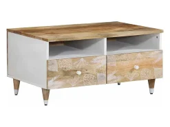 Mesa De Centro* Mesa de centro | Mesa de apoio | Mesa de café 80x54x40 cm madeira de mangueira maciça Castanho