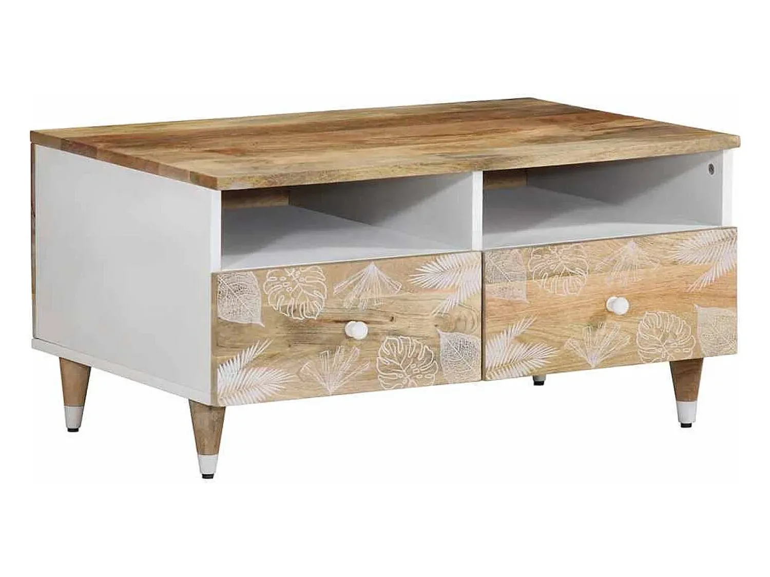Mesa De Centro* Mesa de centro | Mesa de apoio | Mesa de café 80x54x40 cm madeira de mangueira maciça Castanho