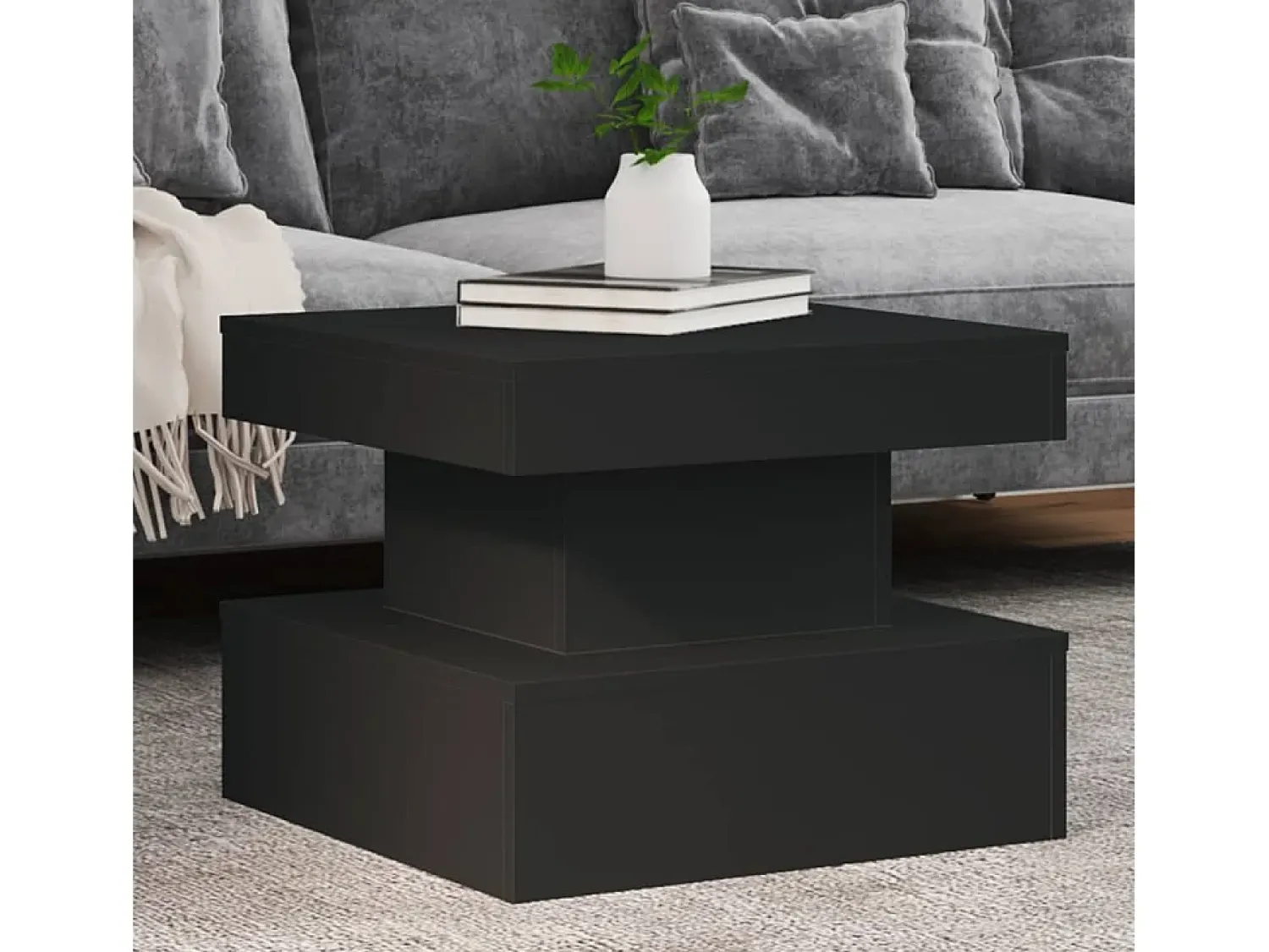 Mesa De Centro* Mesa de centro | Mesa de apoio com luzes LED 50x50x40 cm Preto