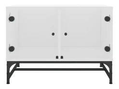Mesa De Centro| Mesa de centro | Mesa de apoio | Mesa de café c/ portas de vidro 68.5x50x50 cm Branco