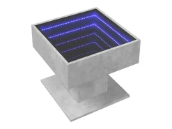 Mesa De Centro| Mesa de centro | Mesa de apoio c/ LEDs 50x50x45 cm madeira processada Cinzento