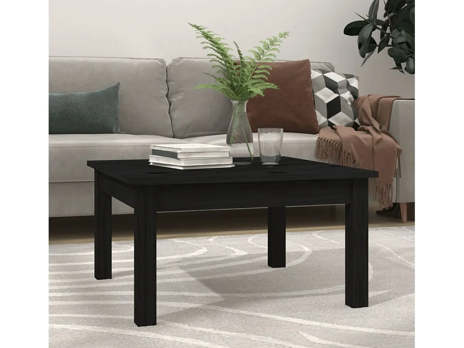 Online Mesa de centro | Mesa de apoio 55x55x30 cm pinho maciço Preto