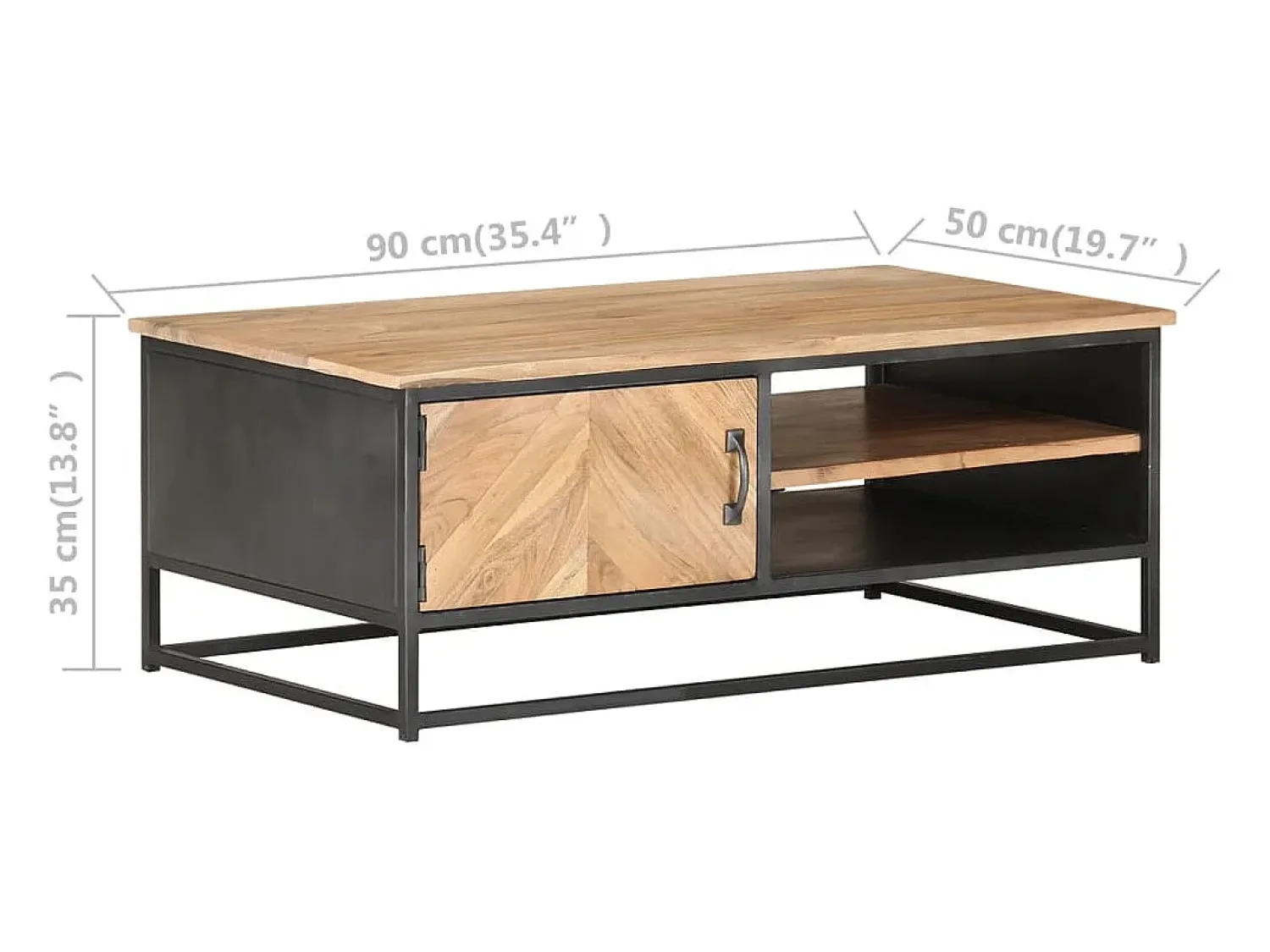 Outlet Mesa de centro | Mesa de apoio | Mesa de café 90x50x35 cm madeira de acácia maciça Castanho