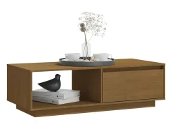 Mesa De Centro| Mesa de centro | Mesa de apoio 110x50x33.5 cm pinho maciço mel Castanho