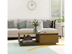 Mesa De Centro| Mesa de centro | Mesa de apoio 110x50x33.5 cm pinho maciço mel Castanho