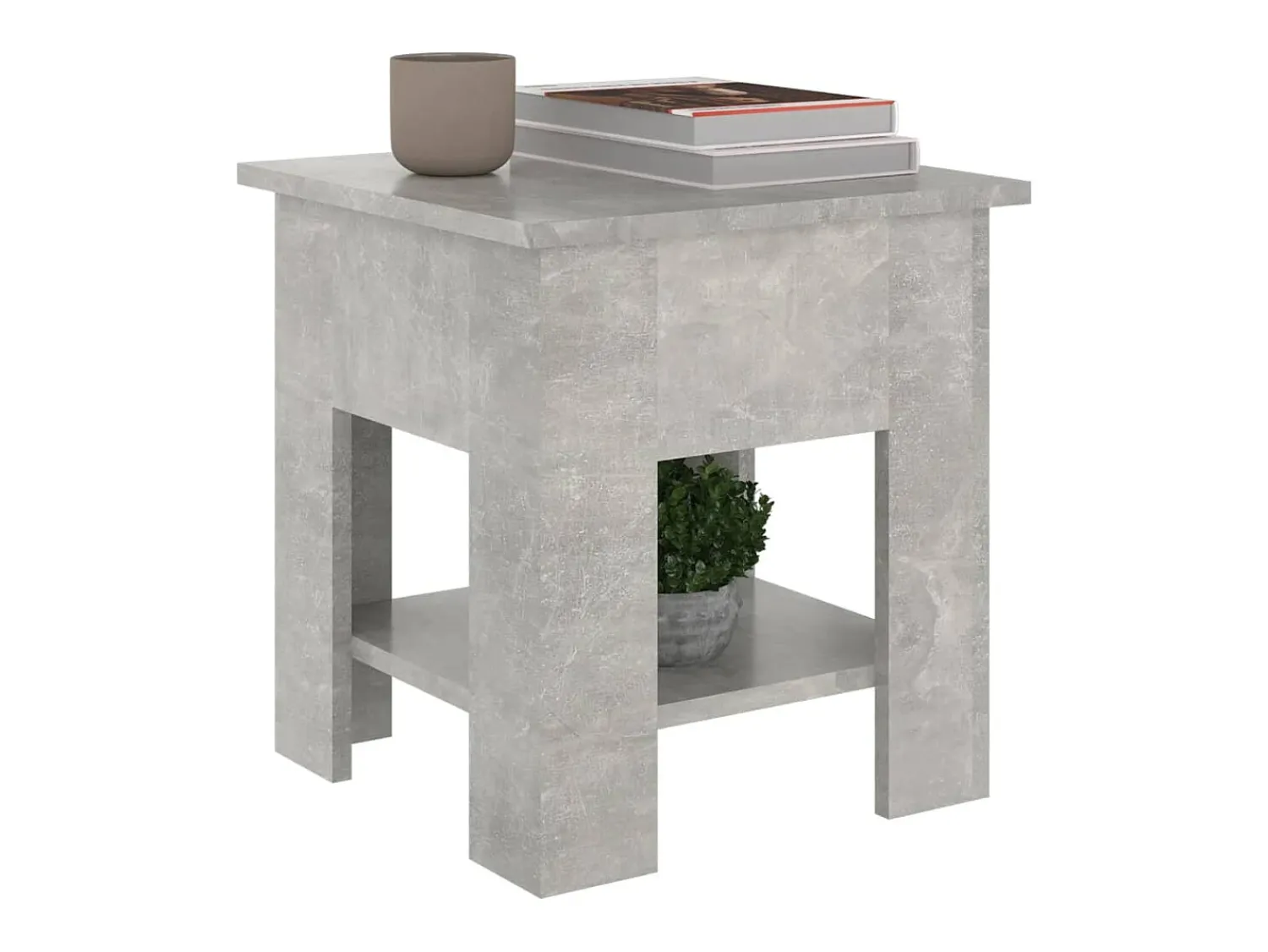 Mesa de centro | Mesa de apoio 40x40x42 cm madeira processada cinza cimento^ Mesa De Centro