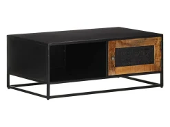 Mesa De Centro| Mesa de centro | Mesa de apoio | Mesa de café 90x50x35 cm madeira de mangueira áspera Castanho