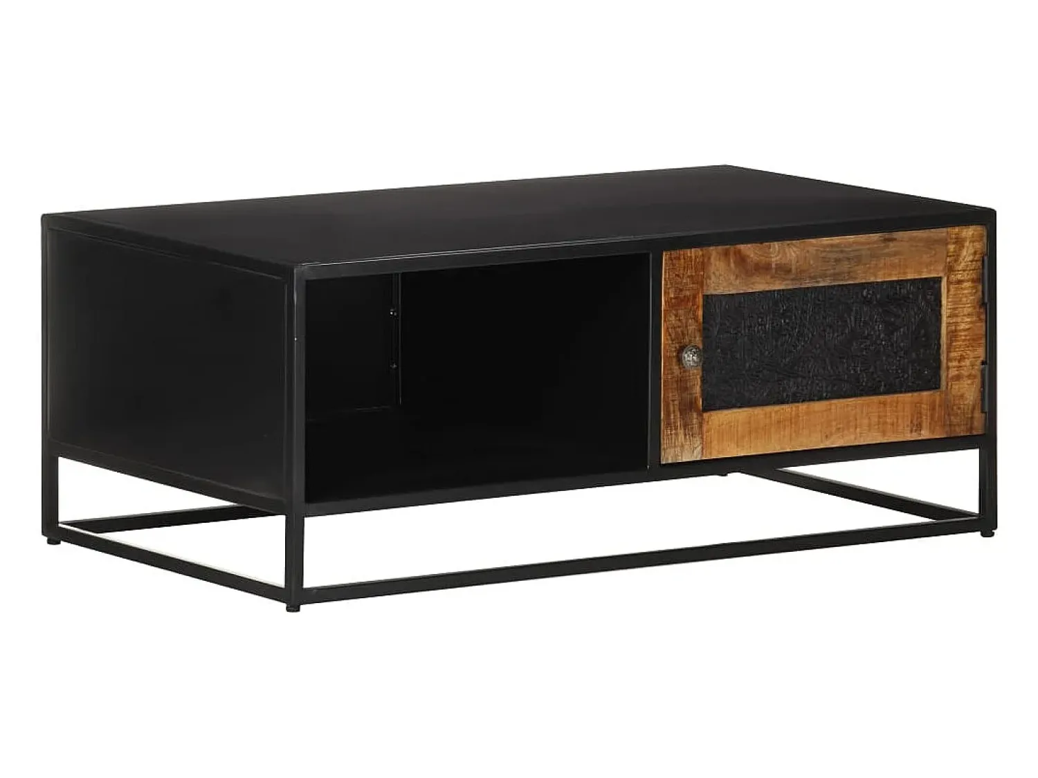 Mesa De Centro| Mesa de centro | Mesa de apoio | Mesa de café 90x50x35 cm madeira de mangueira áspera Castanho