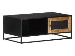 Mesa De Centro| Mesa de centro | Mesa de apoio | Mesa de café 90x50x35 cm madeira de mangueira áspera Castanho