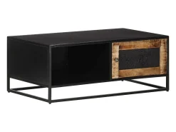 Mesa De Centro| Mesa de centro | Mesa de apoio | Mesa de café 90x50x35 cm madeira de mangueira áspera Castanho