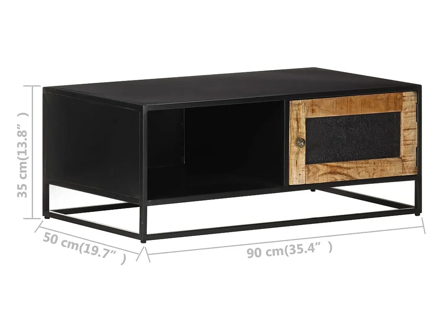 Mesa De Centro| Mesa de centro | Mesa de apoio | Mesa de café 90x50x35 cm madeira de mangueira áspera Castanho