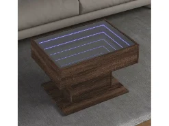 Mesa De Centro| Mesa de centro | Mesa de apoio c/ LEDs 70x50x45 cm derivados de madeira Castanho