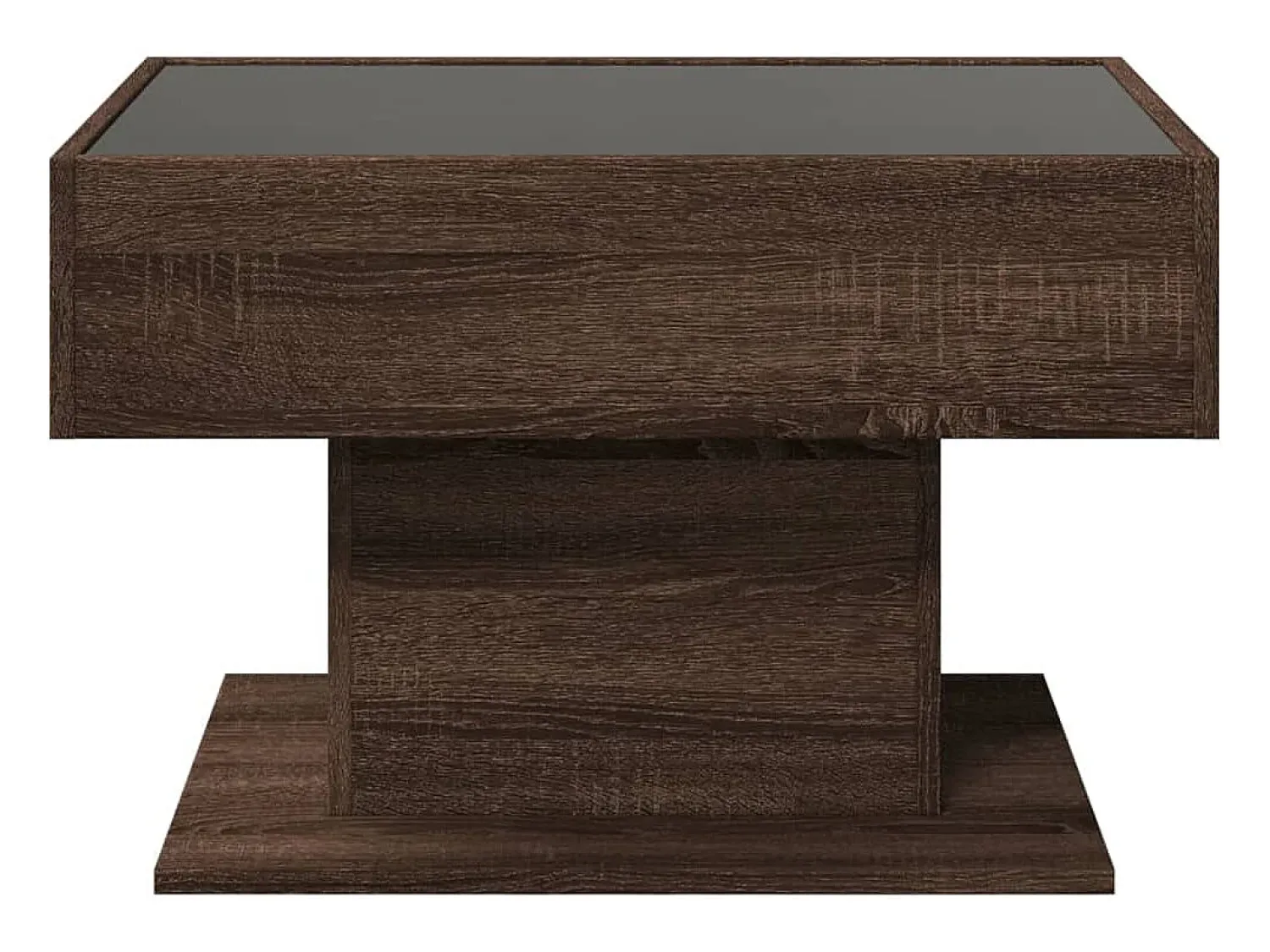 Mesa De Centro| Mesa de centro | Mesa de apoio c/ LEDs 70x50x45 cm derivados de madeira Castanho