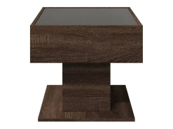 Mesa De Centro| Mesa de centro | Mesa de apoio c/ LEDs 70x50x45 cm derivados de madeira Castanho