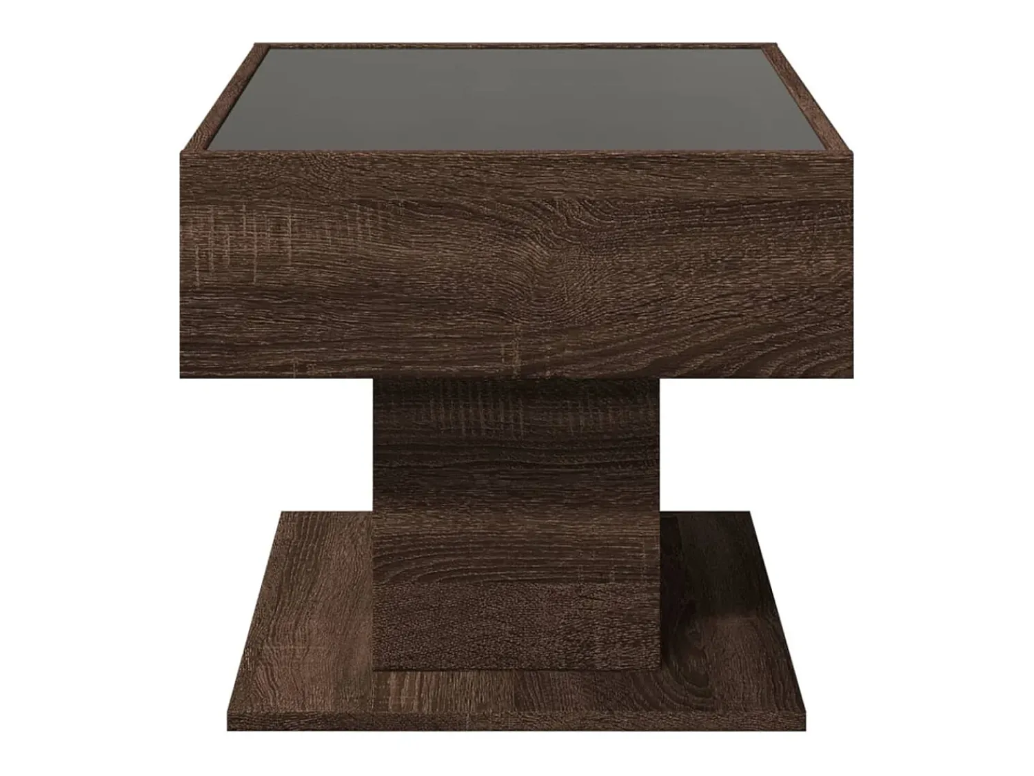 Mesa De Centro| Mesa de centro | Mesa de apoio c/ LEDs 70x50x45 cm derivados de madeira Castanho