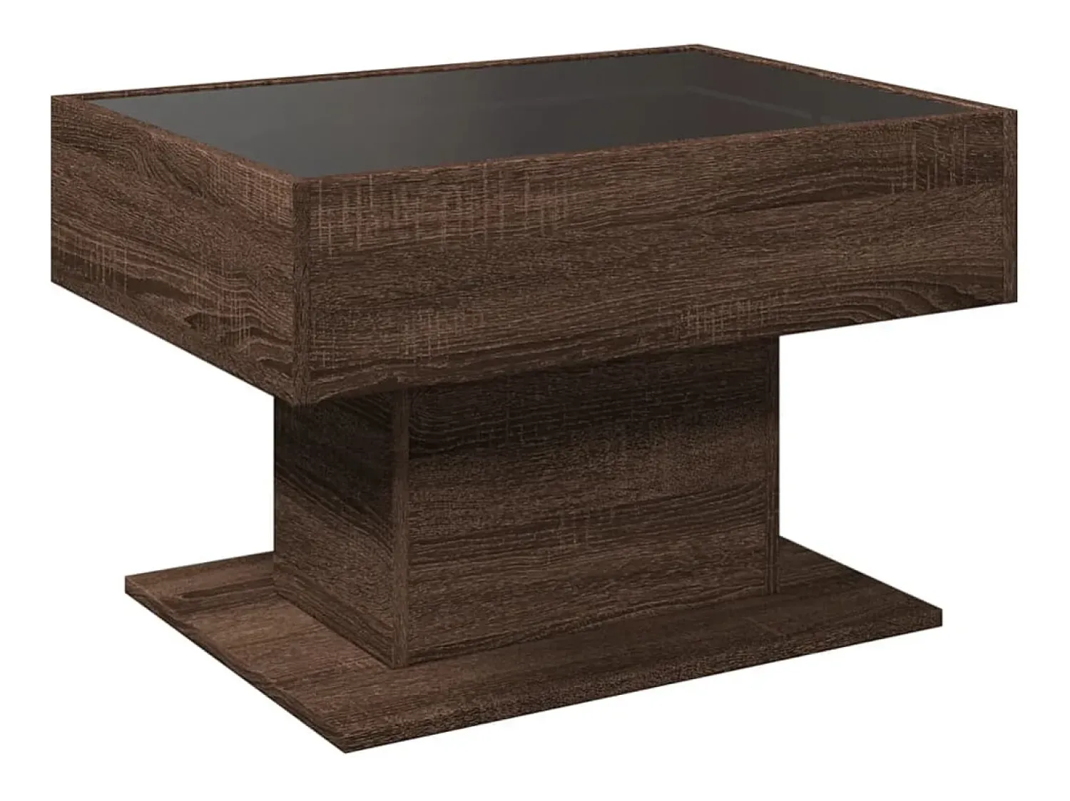 Mesa De Centro| Mesa de centro | Mesa de apoio c/ LEDs 70x50x45 cm derivados de madeira Castanho