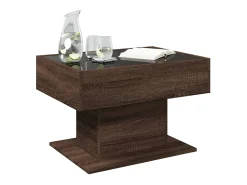 Mesa De Centro| Mesa de centro | Mesa de apoio c/ LEDs 70x50x45 cm derivados de madeira Castanho