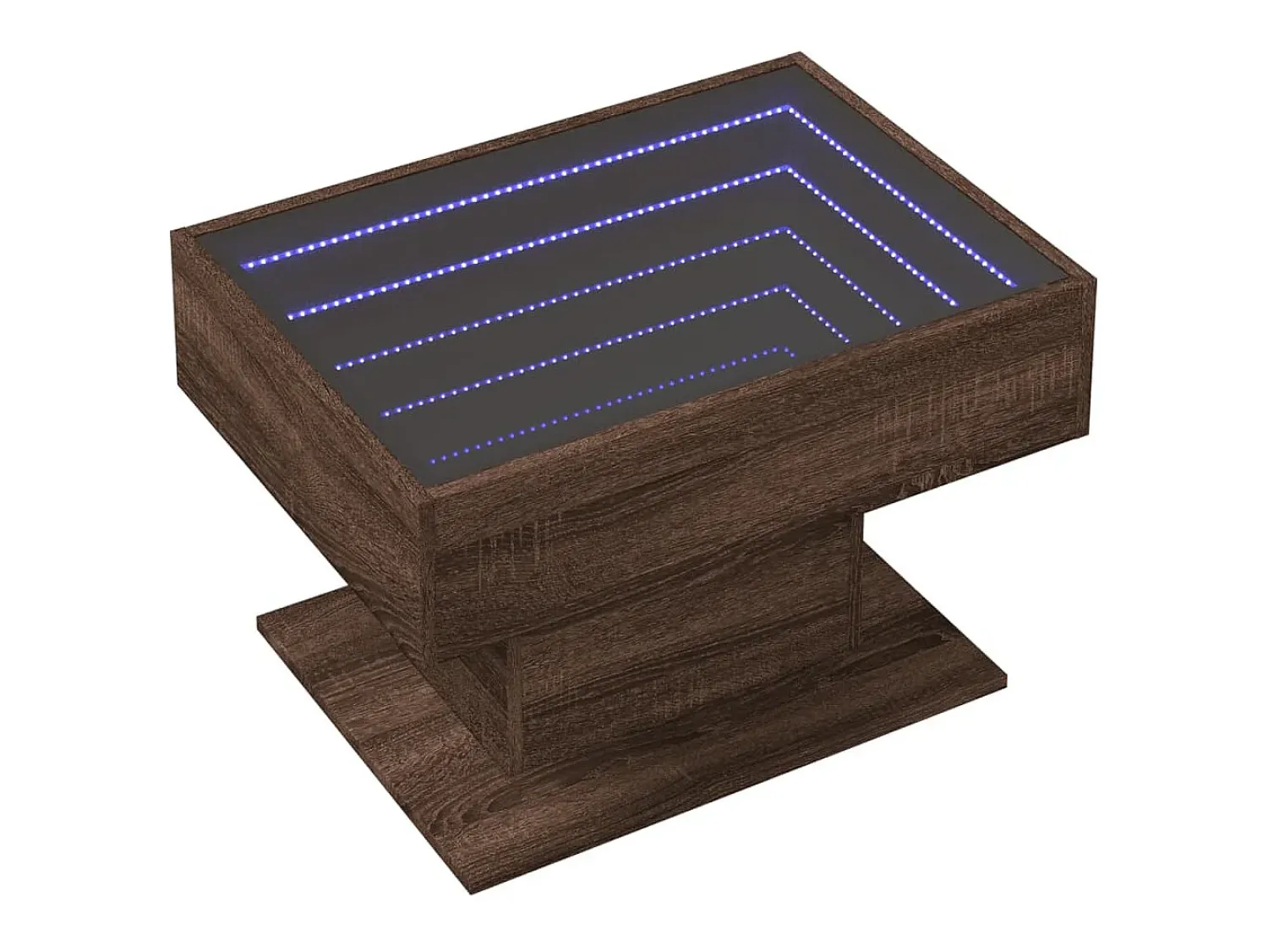 Mesa De Centro| Mesa de centro | Mesa de apoio c/ LEDs 70x50x45 cm derivados de madeira Castanho