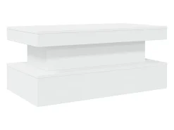 Mesa De Centro| Mesa de centro | Mesa de apoio com luzes LED 90x50x40 cm Branco