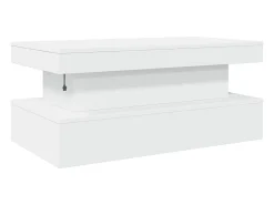 Mesa De Centro| Mesa de centro | Mesa de apoio com luzes LED 90x50x40 cm Branco
