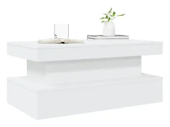 Mesa De Centro| Mesa de centro | Mesa de apoio com luzes LED 90x50x40 cm Branco