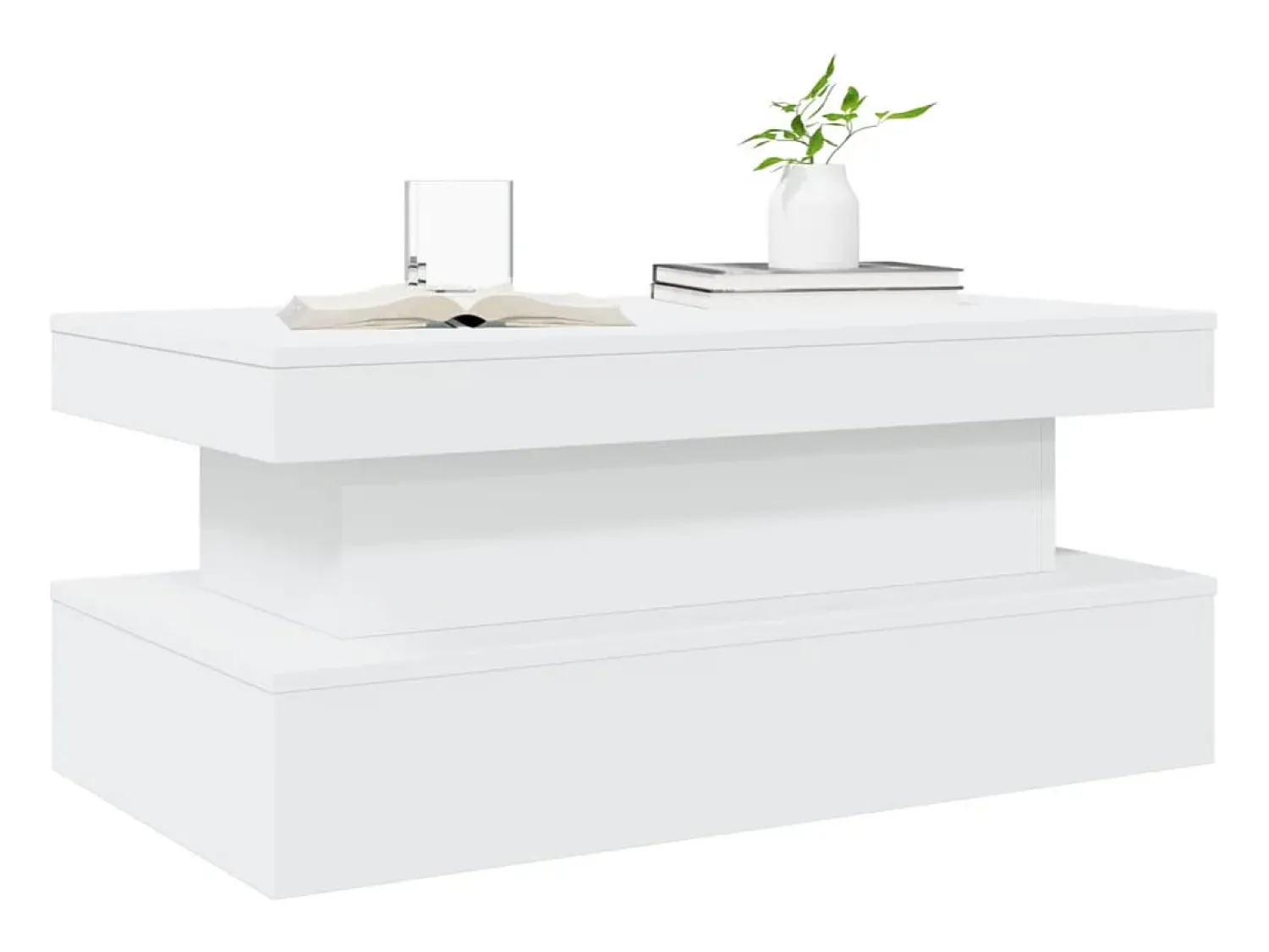 Mesa De Centro| Mesa de centro | Mesa de apoio com luzes LED 90x50x40 cm Branco
