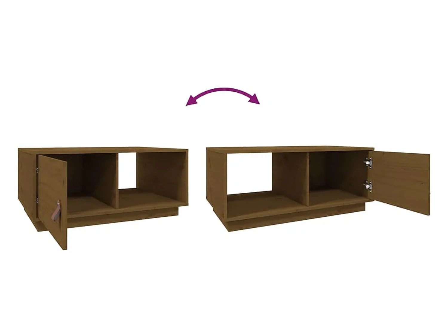 Mesa De Centro* Mesa de centro | Mesa de apoio 80x50x35.5 cm madeira pinho maciça -mel Castanho