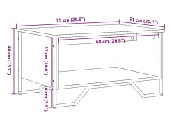 Mesa De Centro* Mesa de centro | Mesa de apoio 75x51x40 cm derivados de madeira carvalho fumado Castanho