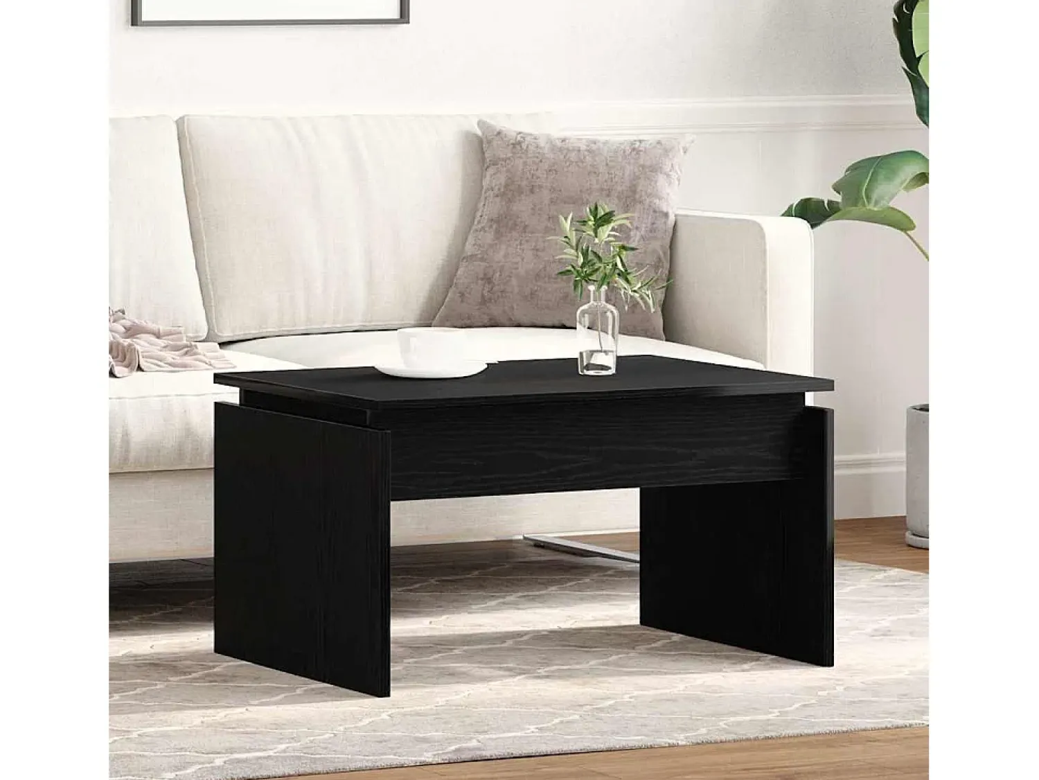 Mesa De Centro| Mesa de centro | Mesa de apoio Carvalho 68x38x50 cm Preto