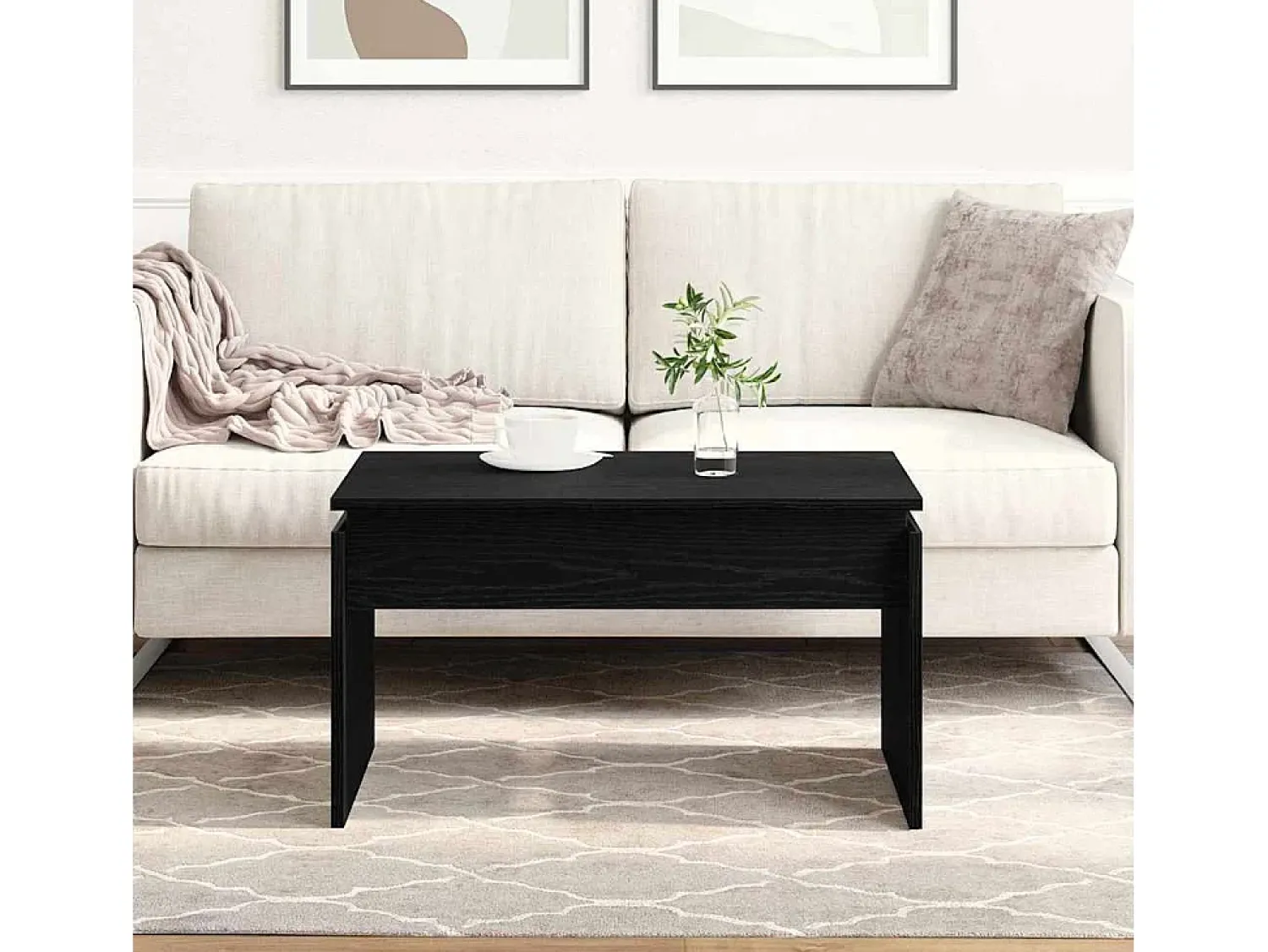 Mesa De Centro| Mesa de centro | Mesa de apoio Carvalho 68x38x50 cm Preto