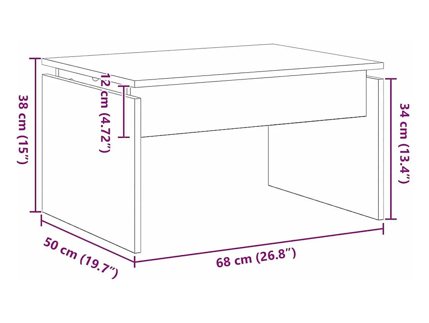 Mesa De Centro| Mesa de centro | Mesa de apoio Carvalho 68x38x50 cm Preto