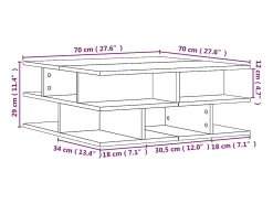 Mesa De Centro| Mesa de centro | Mesa de apoio 70x70x29 cm derivados de madeira carvalho fumado Castanho
